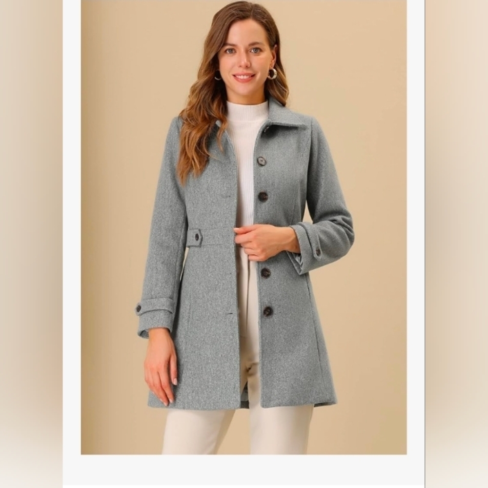 Allegra K Women's Winter Classic Outwear Overcoat with Pockets Single Breasted - Picture 2 of 8